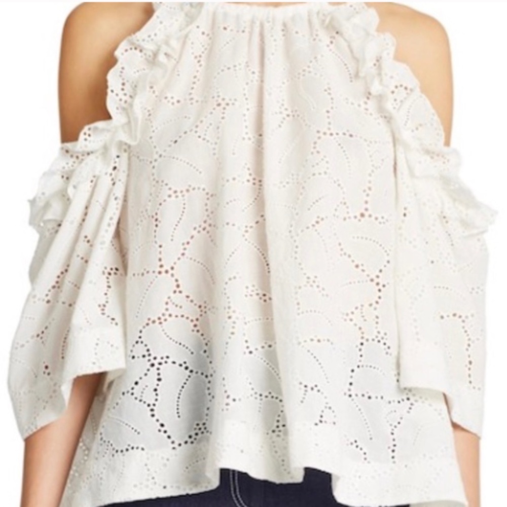 MSGM Eyelet Blouse Open Shoulder Italy Top Sz 2